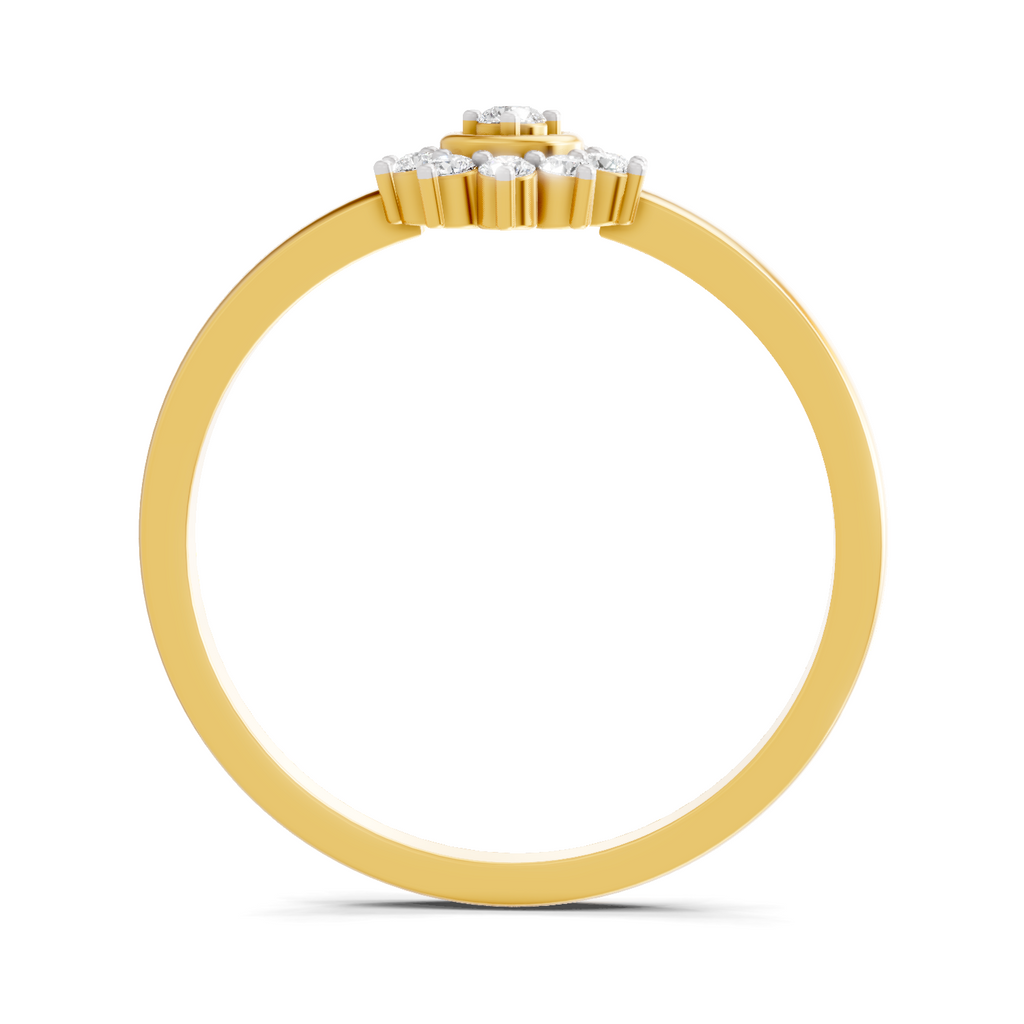 Lab Grown Diamond Ring 0.16 Carat IGI Certified Round Shape F-G VS Quality | 925 Sterling Silver Gold Plated Daisy Cluster Ring