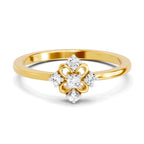 Lab Grown Diamond Ring 0.1 Carat IGI Certified Round Shape F-G VS Quality | 925 Sterling Silver Gold Plated Floral Ring