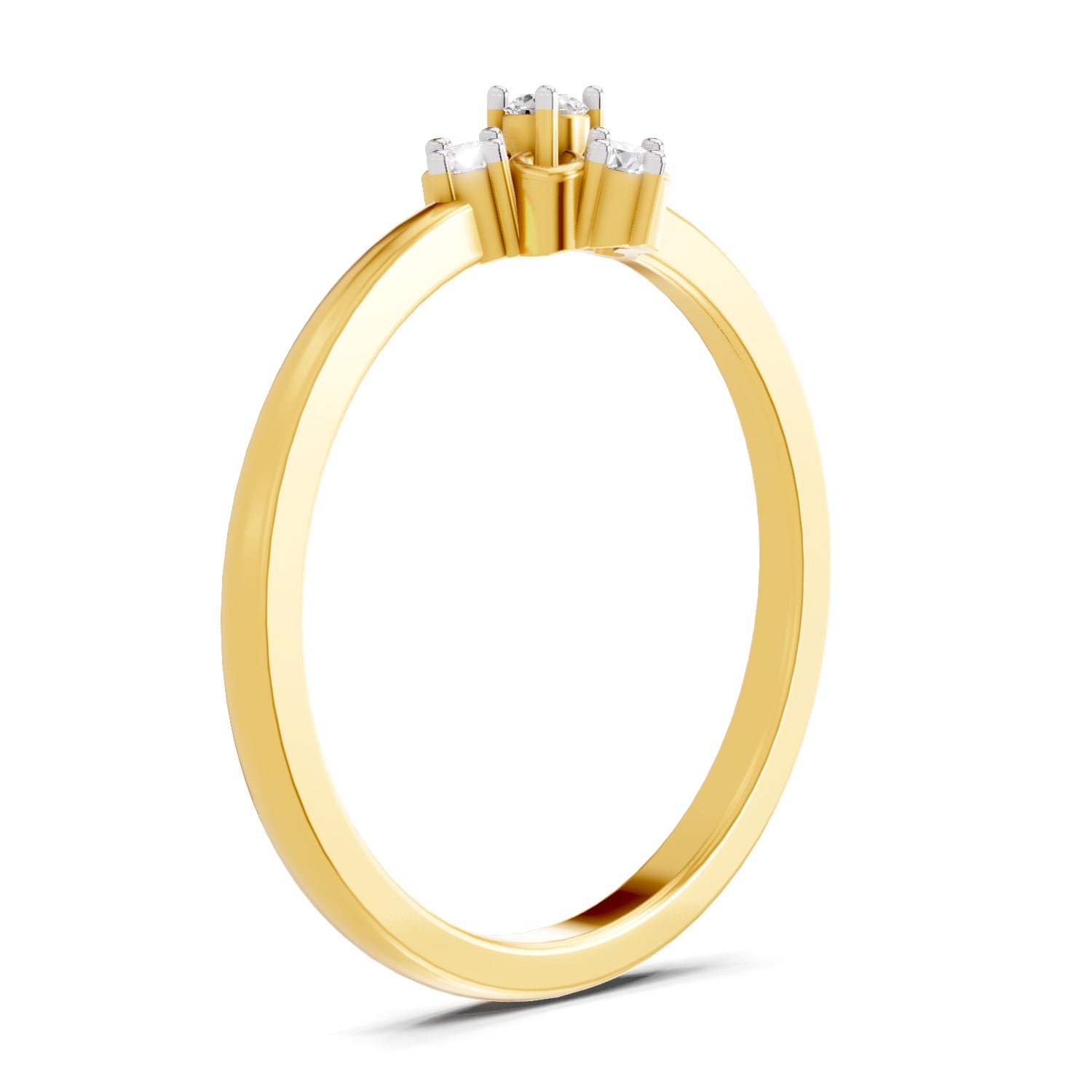 Lab Grown Diamond Ring 0.1 Carat IGI Certified Round Shape F-G VS Quality | 925 Sterling Silver Gold Plated Floral Ring
