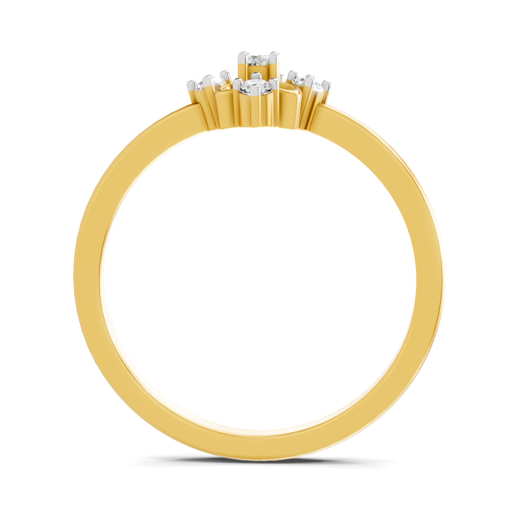 Lab Grown Diamond Ring 0.1 Carat IGI Certified Round Shape F-G VS Quality | 925 Sterling Silver Gold Plated Floral Ring