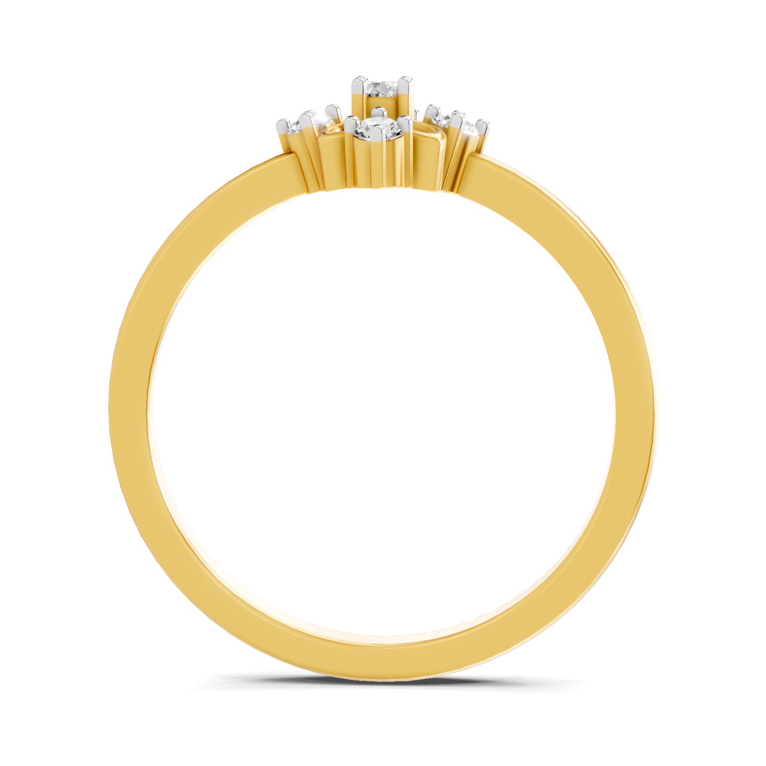 Lab Grown Diamond Ring 0.1 Carat IGI Certified Round Shape F-G VS Quality | 925 Sterling Silver Gold Plated Floral Ring