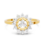Lab Grown Diamond Ring 0.21 Carat IGI Certified Round Shape F-G VS Quality | 925 Sterling Silver Gold Plated Sunburst Bloom Ring