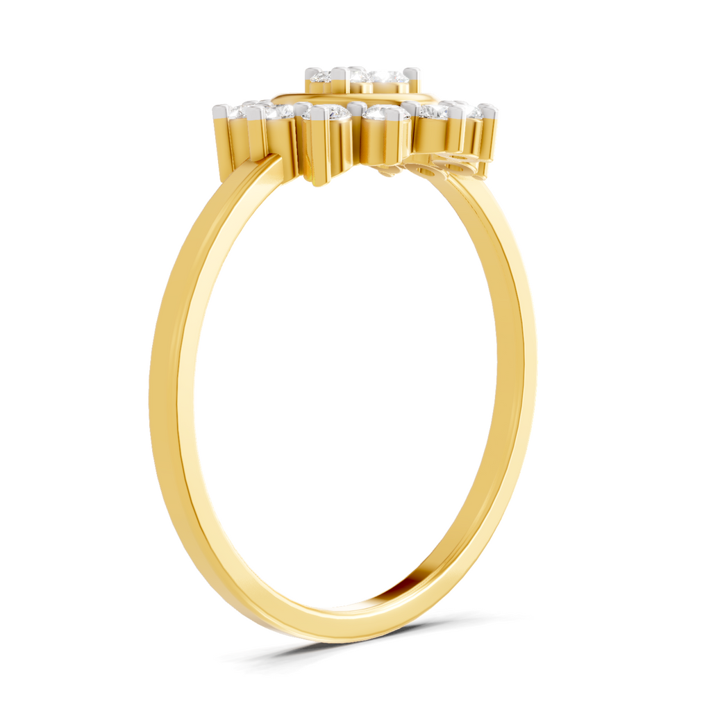Lab Grown Diamond Ring 0.21 Carat IGI Certified Round Shape F-G VS Quality | 925 Sterling Silver Gold Plated Sunburst Bloom Ring