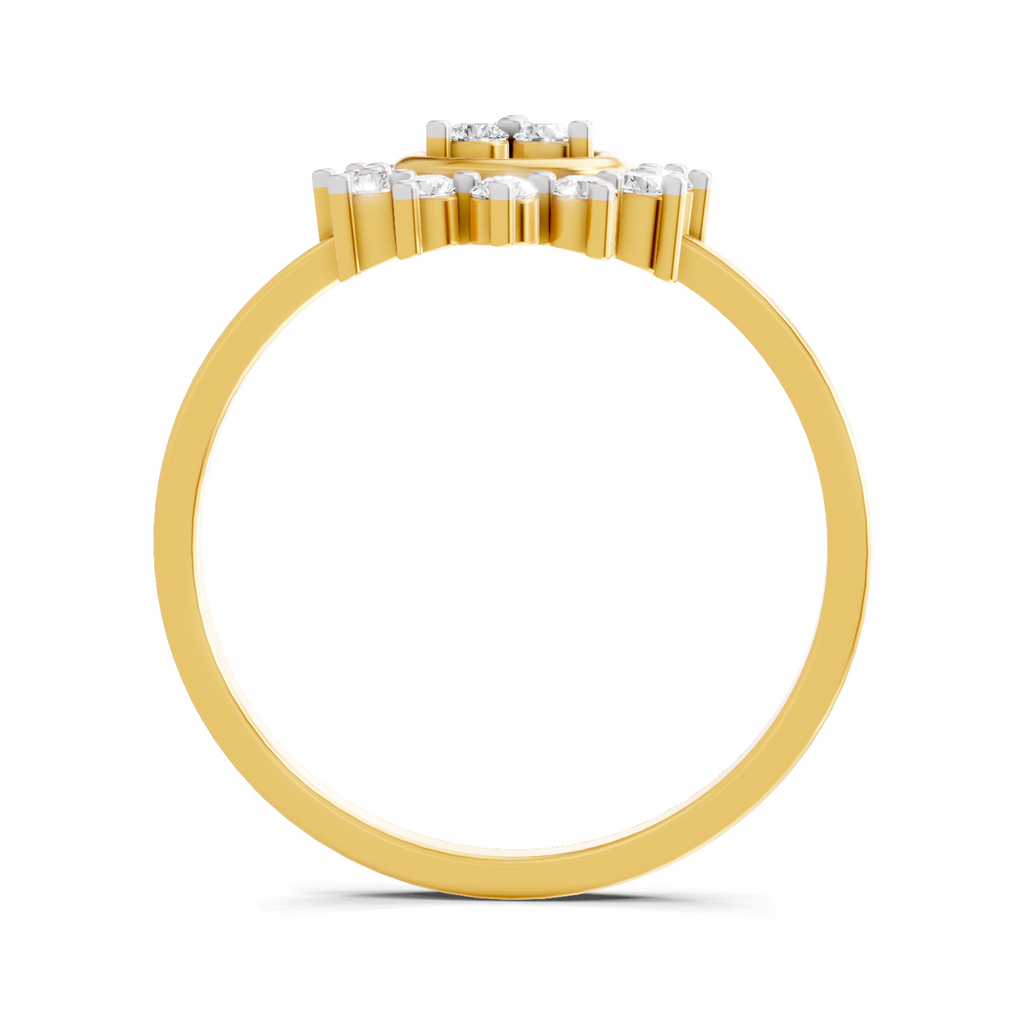 Lab Grown Diamond Ring 0.21 Carat IGI Certified Round Shape F-G VS Quality | 925 Sterling Silver Gold Plated Sunburst Bloom Ring