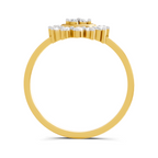 Lab Grown Diamond Ring 0.21 Carat IGI Certified Round Shape F-G VS Quality | 925 Sterling Silver Gold Plated Sunburst Bloom Ring