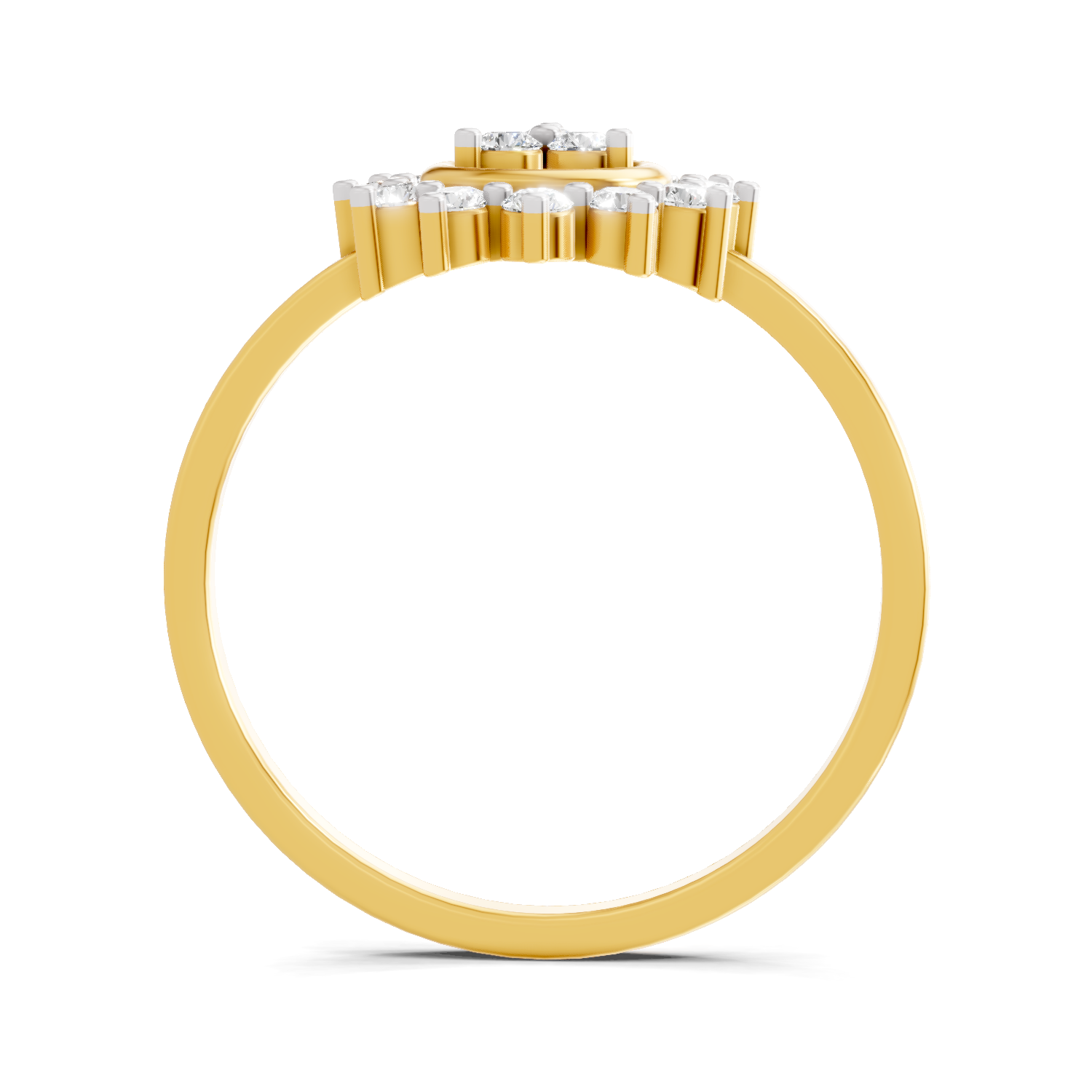 Lab Grown Diamond Ring 0.21 Carat IGI Certified Round Shape F-G VS Quality | 925 Sterling Silver Gold Plated Sunburst Bloom Ring