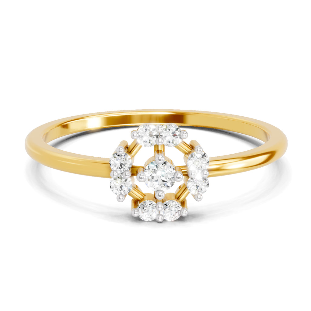 Lab Grown Diamond Ring 0.13 Carat IGI Certified Round Shape 925 Sterling Silver Gold Plated Fashion Ring