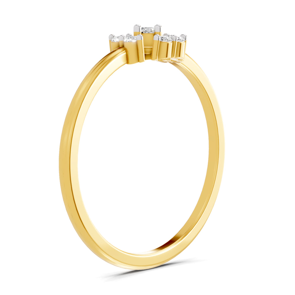 Lab Grown Diamond Ring 0.13 Carat IGI Certified Round Shape 925 Sterling Silver Gold Plated Fashion Ring