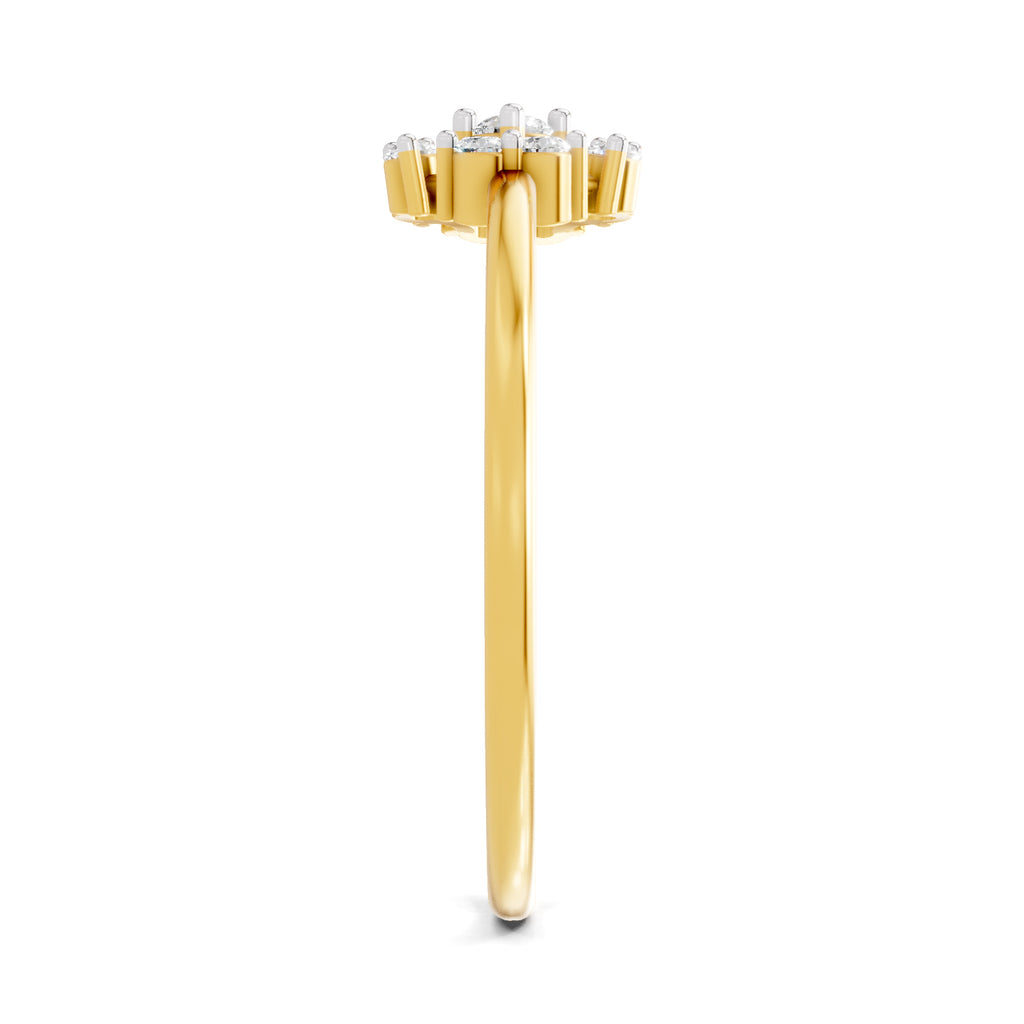 Lab Grown Diamond Ring 0.13 Carat IGI Certified Round Shape 925 Sterling Silver Gold Plated Fashion Ring