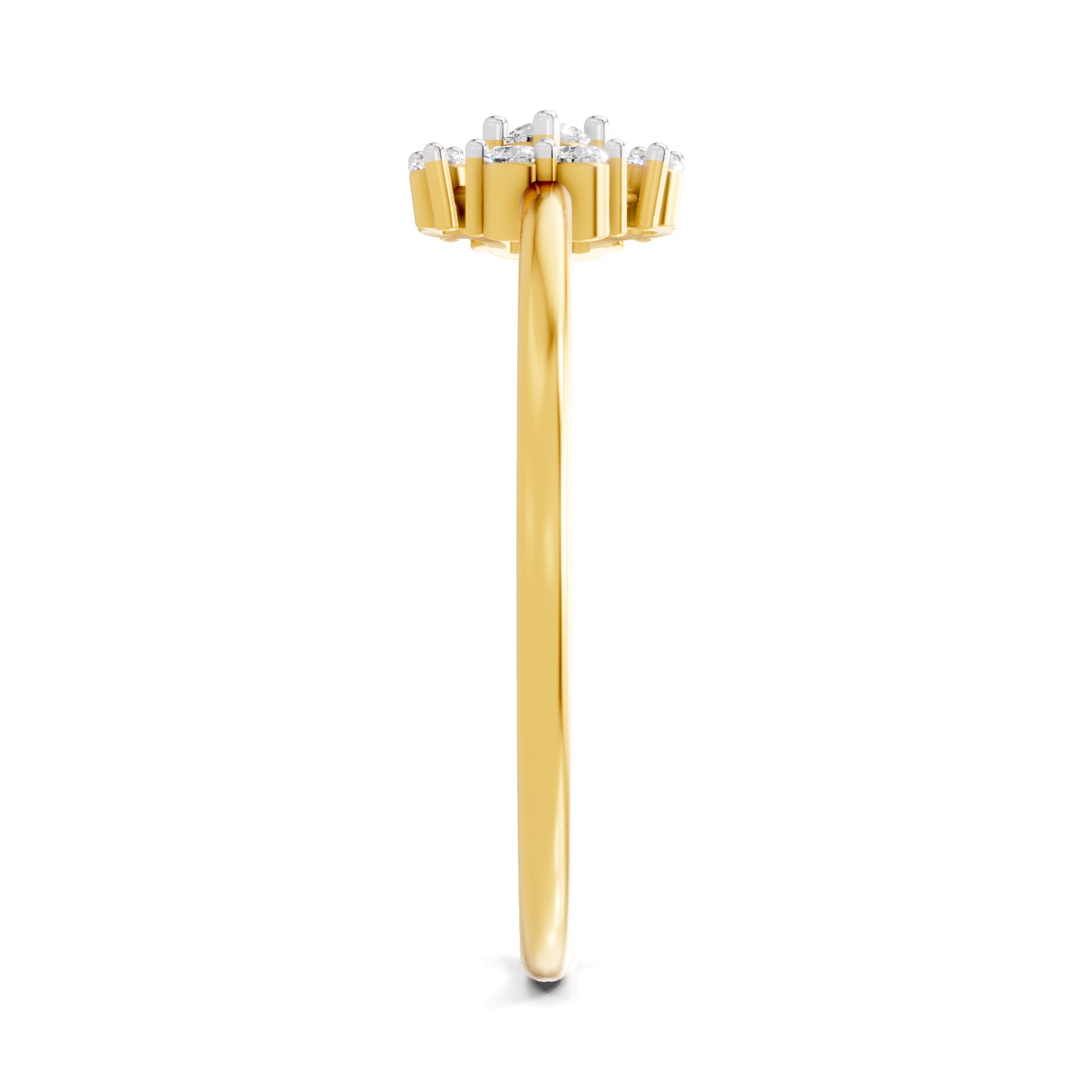Lab Grown Diamond Ring 0.13 Carat IGI Certified Round Shape 925 Sterling Silver Gold Plated Fashion Ring