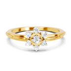 Lab Grown Diamond Ring 0.12 Carat IGI Certified Round Shape F-G VS Quality | 925 Sterling Silver Gold Plated floral cluster Ring
