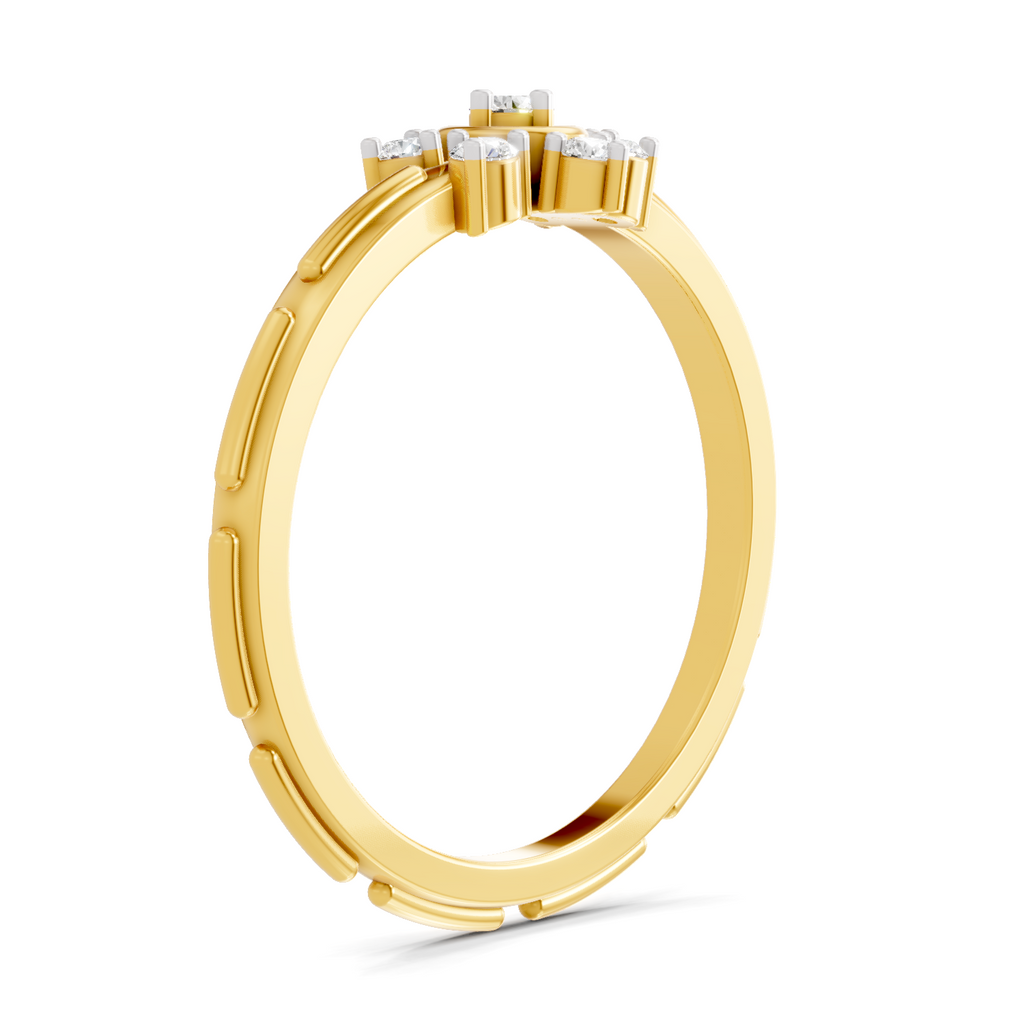 Lab Grown Diamond Ring 0.12 Carat IGI Certified Round Shape F-G VS Quality | 925 Sterling Silver Gold Plated floral cluster Ring