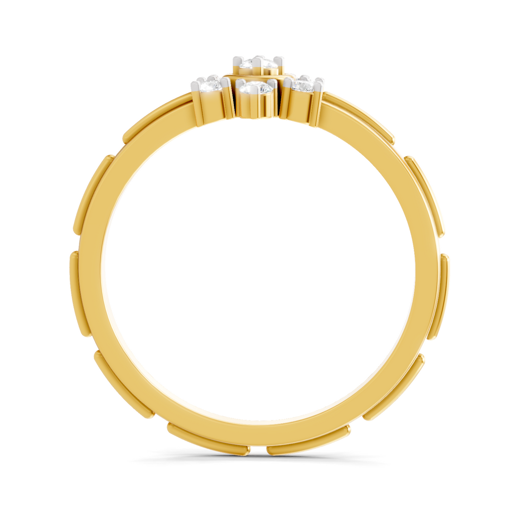 Lab Grown Diamond Ring 0.12 Carat IGI Certified Round Shape F-G VS Quality | 925 Sterling Silver Gold Plated floral cluster Ring