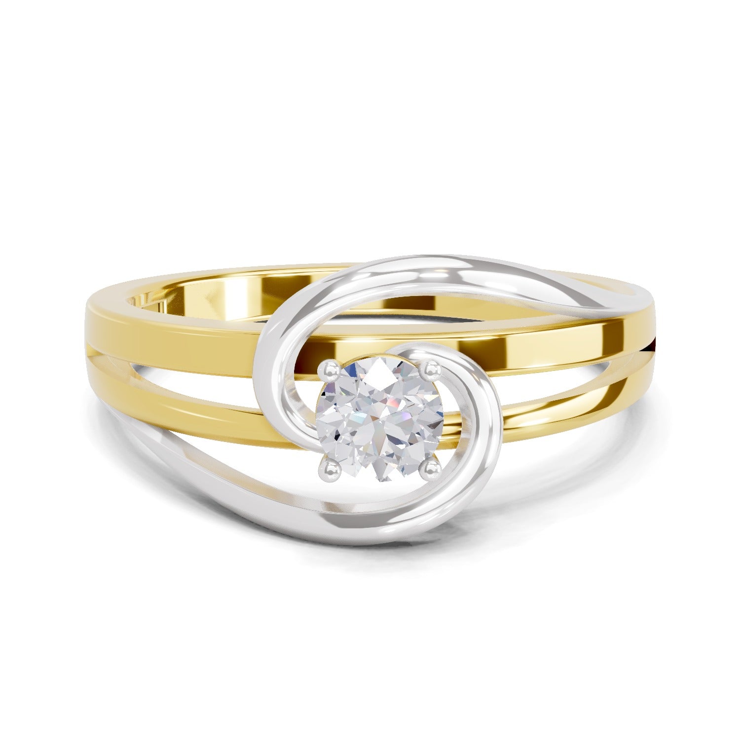 Lab Grown Diamond Ring 0.25 Carat IGI Certified Round Shape 925 Sterling Silver Gold Plated Solitaire Ring (Ring Size - 10)