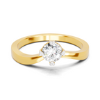 Lab Grown Diamond Ring 0.39 Carat IGI Certified Round Shape F-G VS Quality | 925 Sterling Silver Gold Plated Four-Prong Bypass Ring