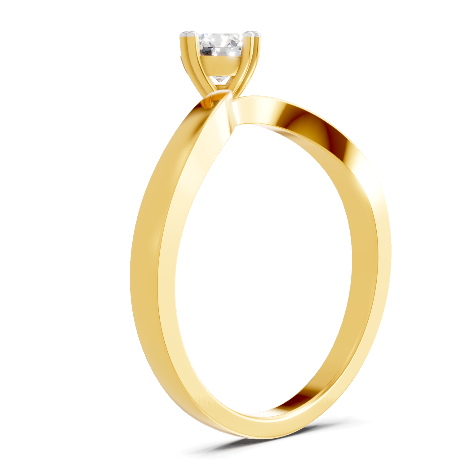 Lab Grown Diamond Ring 0.39 Carat IGI Certified Round Shape F-G VS Quality | 925 Sterling Silver Gold Plated Four-Prong Bypass Ring