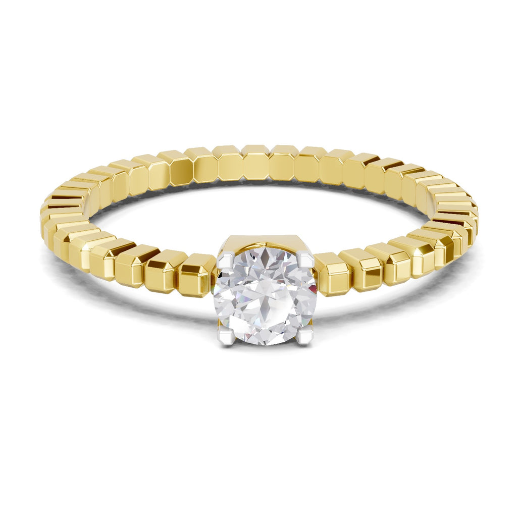 Lab Grown Diamond Ring 0.32 Carat IGI Certified Round Shape 925 Sterling Silver Gold Plated Solitaire Ring (Ring Size - 10)