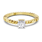 Lab Grown Diamond Ring 0.32 Carat IGI Certified Round Shape 925 Sterling Silver Gold Plated Solitaire Ring (Ring Size - 10)