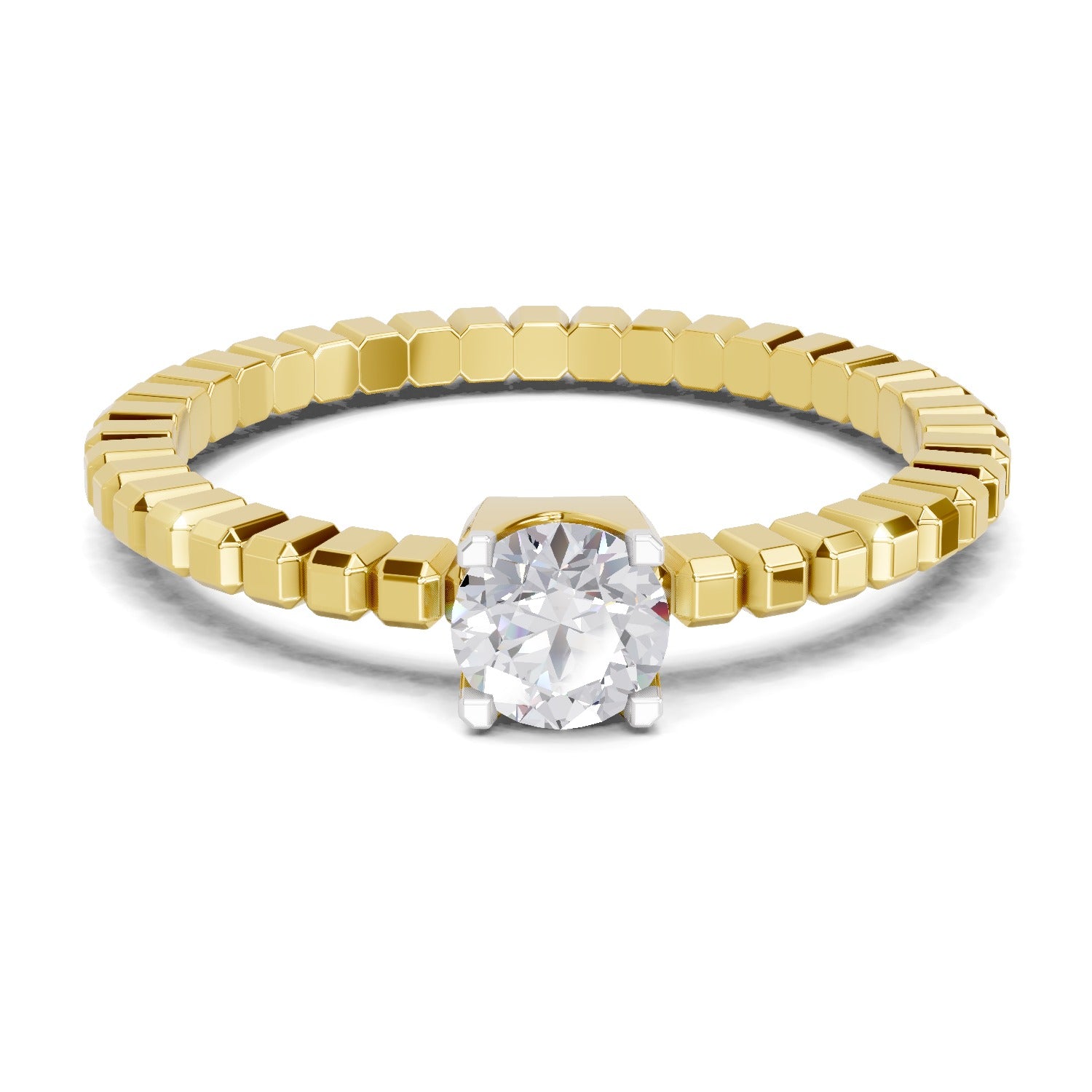 Lab Grown Diamond Ring 0.32 Carat IGI Certified Round Shape 925 Sterling Silver Gold Plated Solitaire Ring (Ring Size - 10)