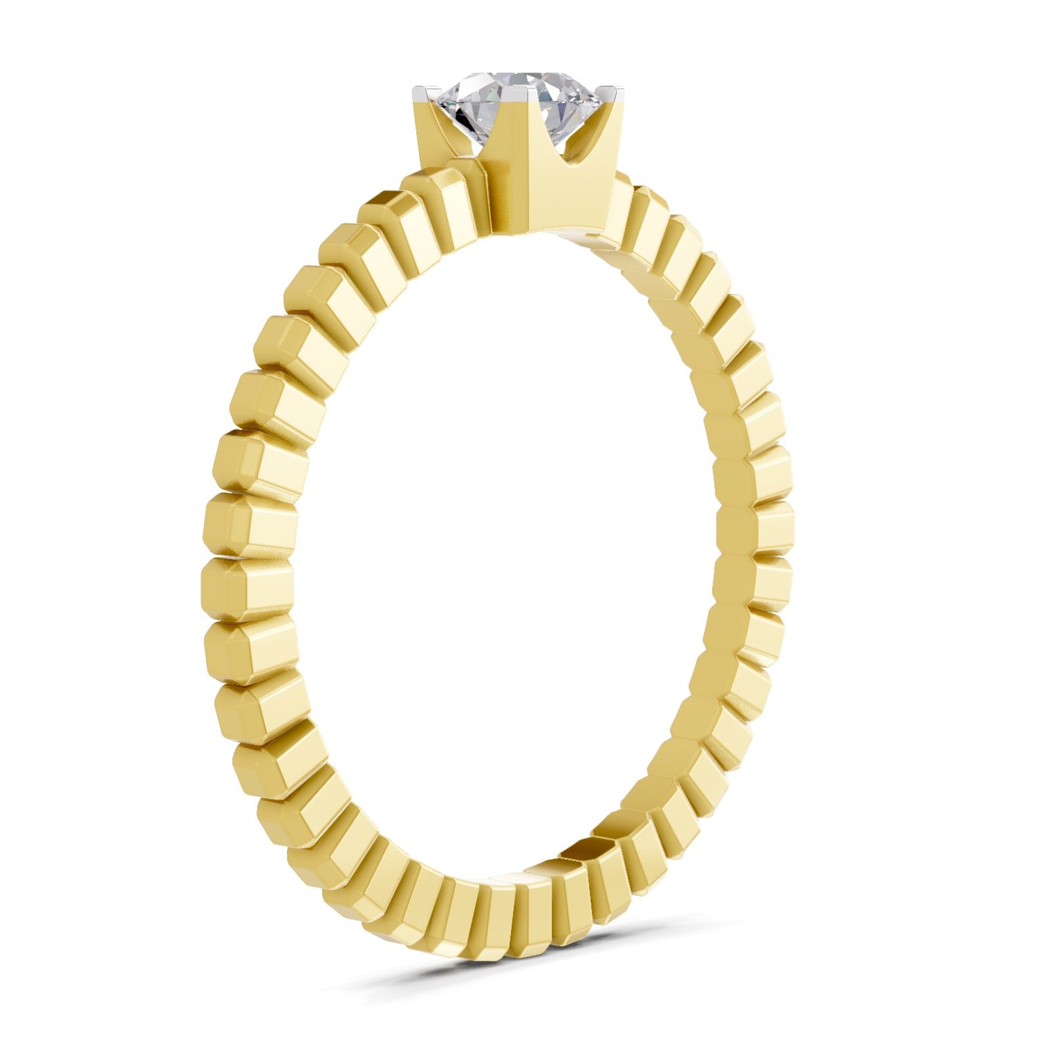 Lab Grown Diamond Ring 0.32 Carat IGI Certified Round Shape 925 Sterling Silver Gold Plated Solitaire Ring (Ring Size - 10)