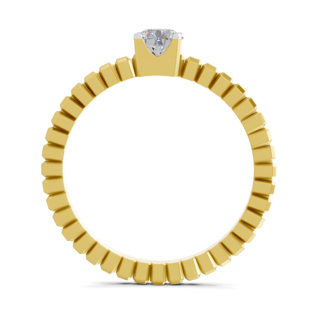 Lab Grown Diamond Ring 0.32 Carat IGI Certified Round Shape 925 Sterling Silver Gold Plated Solitaire Ring (Ring Size - 10)