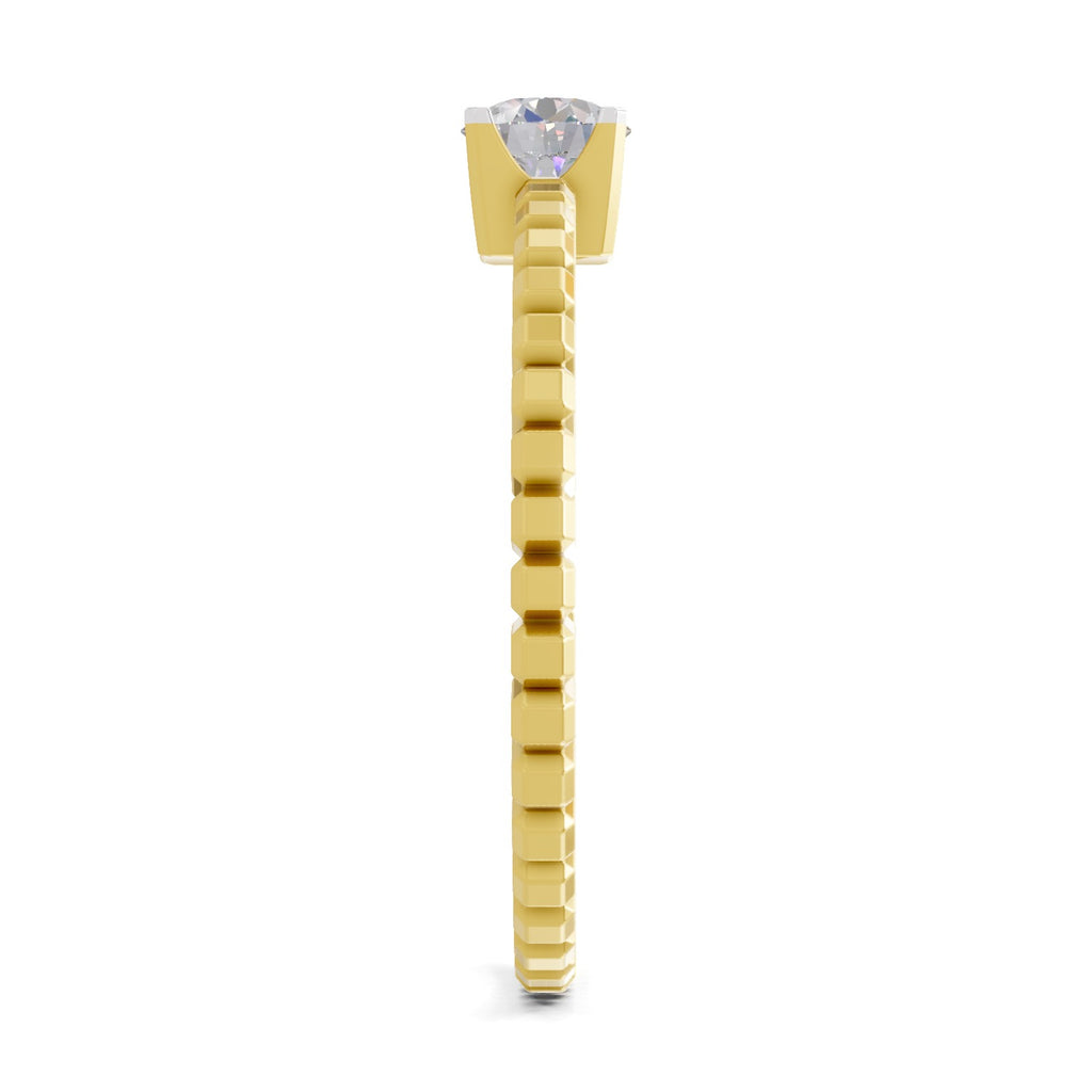 Lab Grown Diamond Ring 0.32 Carat IGI Certified Round Shape 925 Sterling Silver Gold Plated Solitaire Ring (Ring Size - 10)
