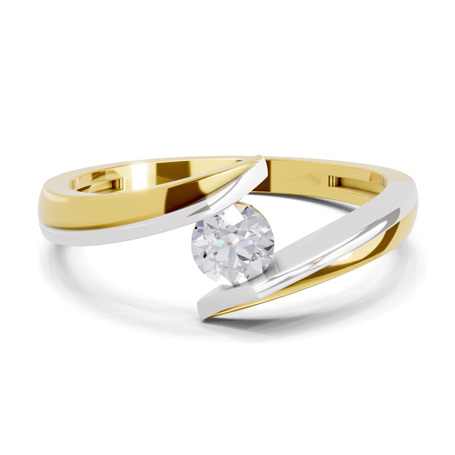 Lab Grown Diamond Ring 0.26 Carat IGI Certified Round Shape 925 Sterling Silver Gold Plated Tension Set Solitaire Ring (Ring Size - 10)