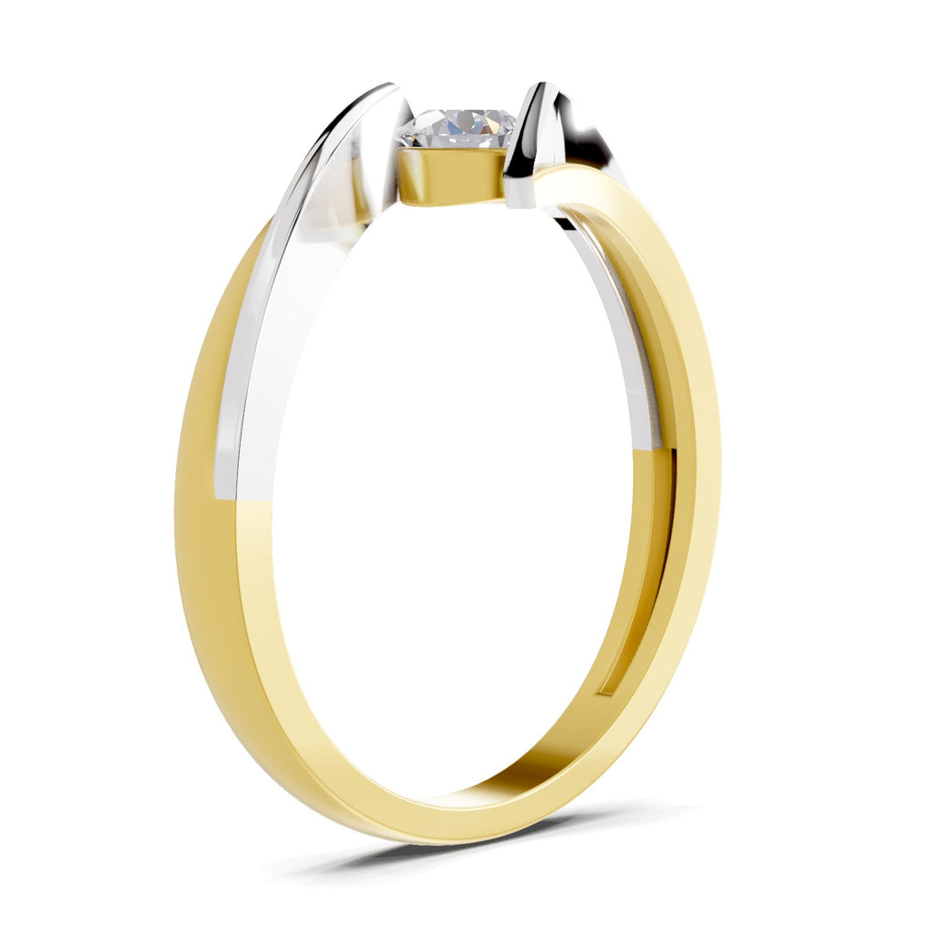 Lab Grown Diamond Ring 0.26 Carat IGI Certified Round Shape 925 Sterling Silver Gold Plated Tension Set Solitaire Ring (Ring Size - 10)