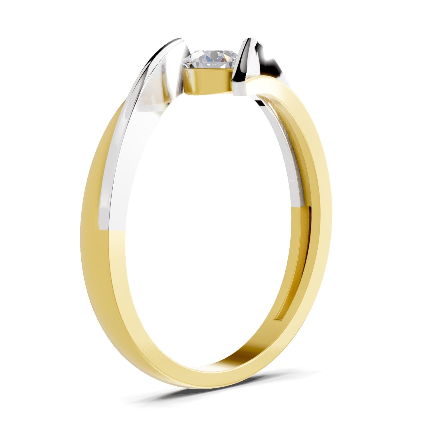 Lab Grown Diamond Ring 0.26 Carat IGI Certified Round Shape 925 Sterling Silver Gold Plated Tension Set Solitaire Ring (Ring Size - 10)