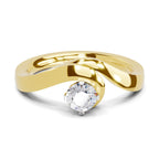 Lab Grown Diamond Ring 0.32 Carat IGI Certified Round Shape 925 Sterling Silver Gold Plated Serpentine Solitaire Ring (Ring Size - 10)