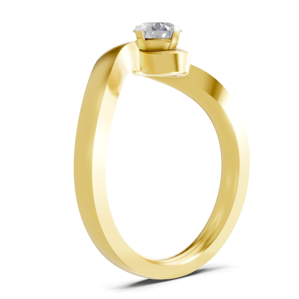Lab Grown Diamond Ring 0.32 Carat IGI Certified Round Shape 925 Sterling Silver Gold Plated Serpentine Solitaire Ring (Ring Size - 10)