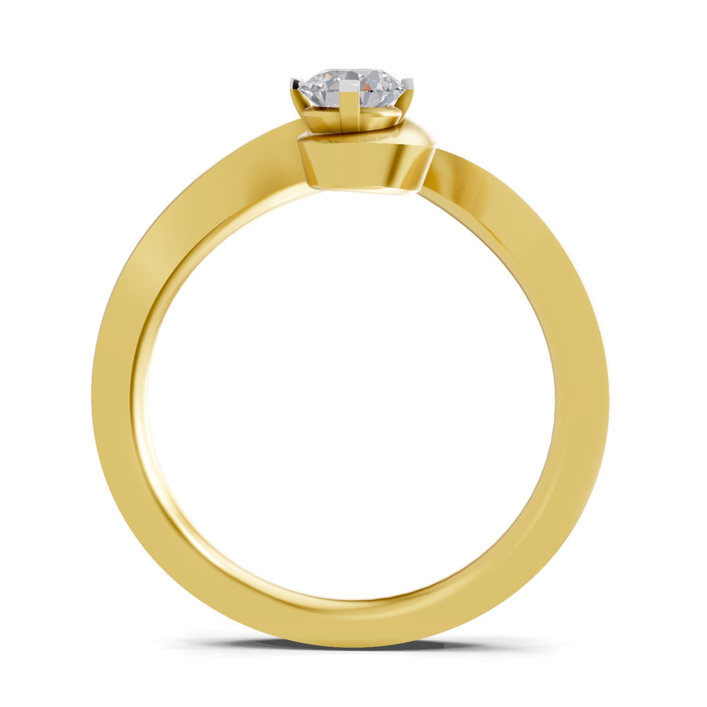 Lab Grown Diamond Ring 0.32 Carat IGI Certified Round Shape 925 Sterling Silver Gold Plated Serpentine Solitaire Ring (Ring Size - 10)