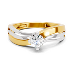 Lab Grown Diamond Ring 0.25 Carat IGI Certified Round Shape F-G VS Quality | 925 Sterling Silver Gold Plated Two-Tone Twisted Shank Ring