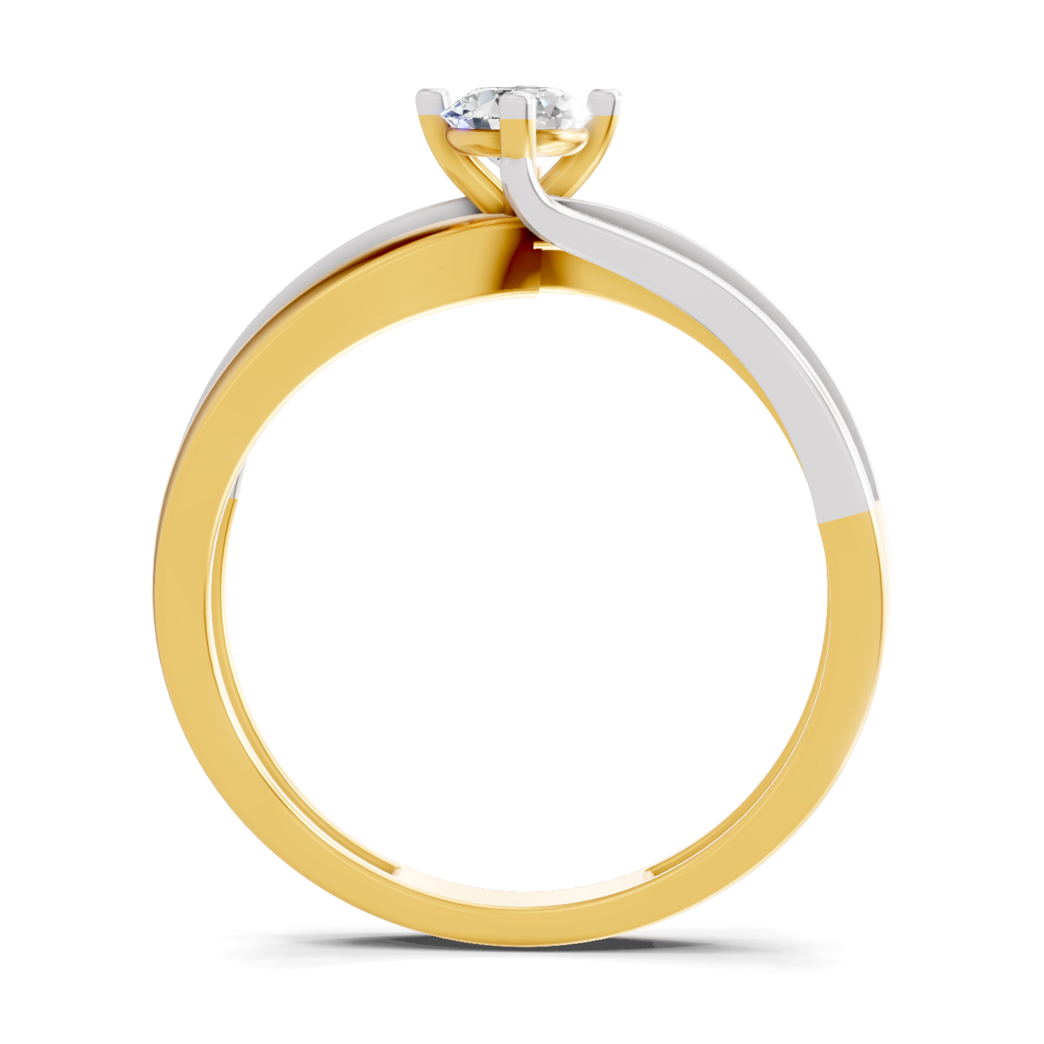 Lab Grown Diamond Ring 0.25 Carat IGI Certified Round Shape F-G VS Quality | 925 Sterling Silver Gold Plated Two-Tone Twisted Shank Ring