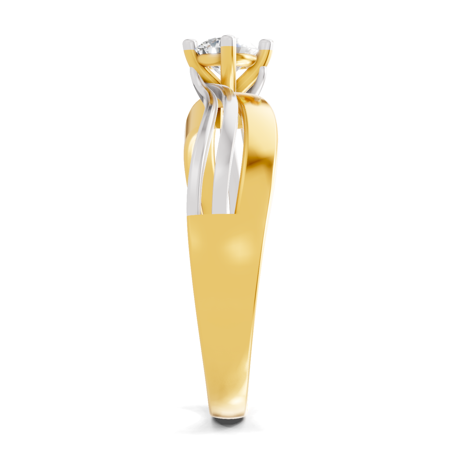 Lab Grown Diamond Ring 0.25 Carat IGI Certified Round Shape F-G VS Quality | 925 Sterling Silver Gold Plated Two-Tone Twisted Shank Ring