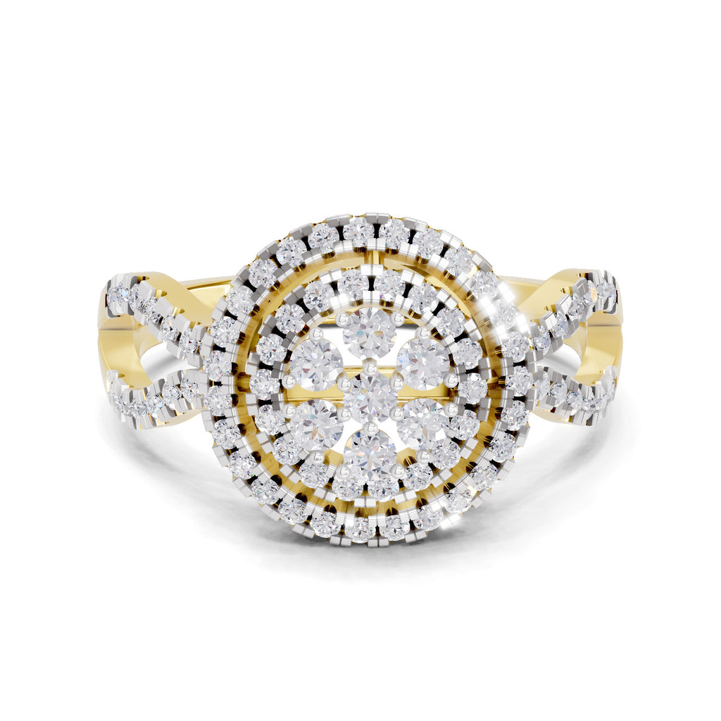 Lab Grown Diamond Ring 0.61 Carat IGI Certified Round Shape 925 Sterling Silver Gold Plated Fashion Ring