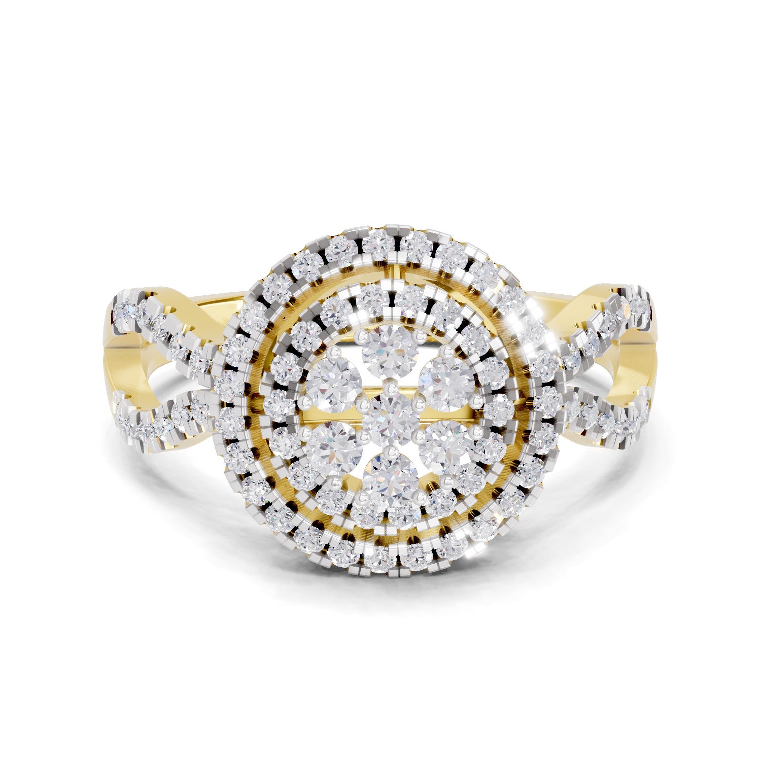 Lab Grown Diamond Ring 0.61 Carat IGI Certified Round Shape 925 Sterling Silver Gold Plated Fashion Ring
