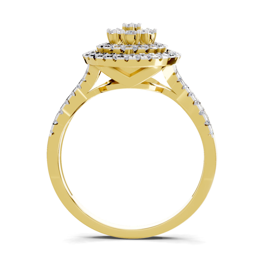 Lab Grown Diamond Ring 0.61 Carat IGI Certified Round Shape 925 Sterling Silver Gold Plated Fashion Ring