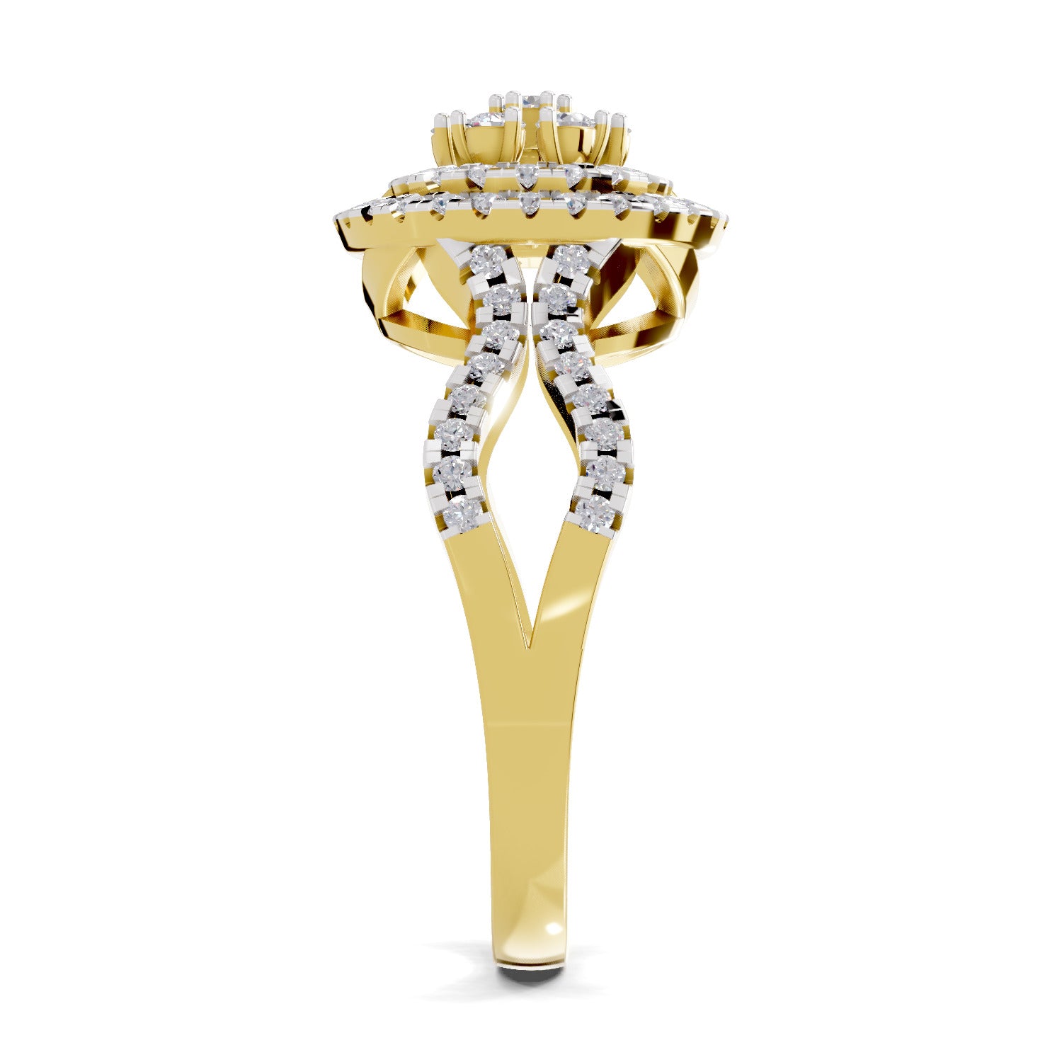 Lab Grown Diamond Ring 0.61 Carat IGI Certified Round Shape 925 Sterling Silver Gold Plated Fashion Ring