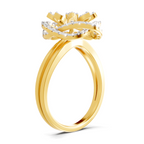 Lab Grown Diamond Ring 0.56 Carat IGI Certified Round Shape F-G VS Quality | 925 Sterling Silver Gold Plated Quad-Floral Diamond Ring