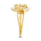 Lab Grown Diamond Ring 0.56 Carat IGI Certified Round Shape F-G VS Quality | 925 Sterling Silver Gold Plated Quad-Floral Diamond Ring