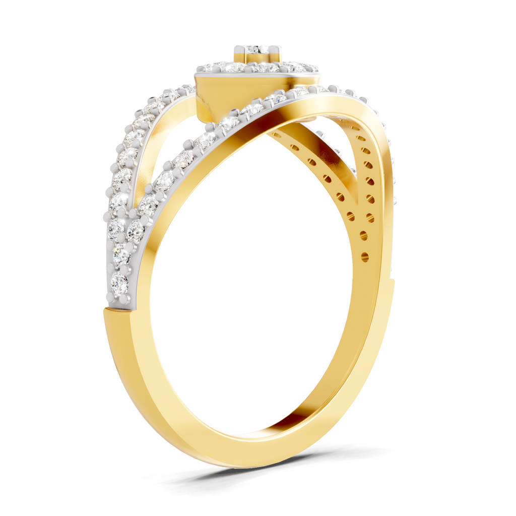 Lab Grown Diamond Ring 0.84 Carat IGI Certified Round Shape F-G VS Quality | 925 Sterling Silver Gold Plated Pave Eye Diamond Ring