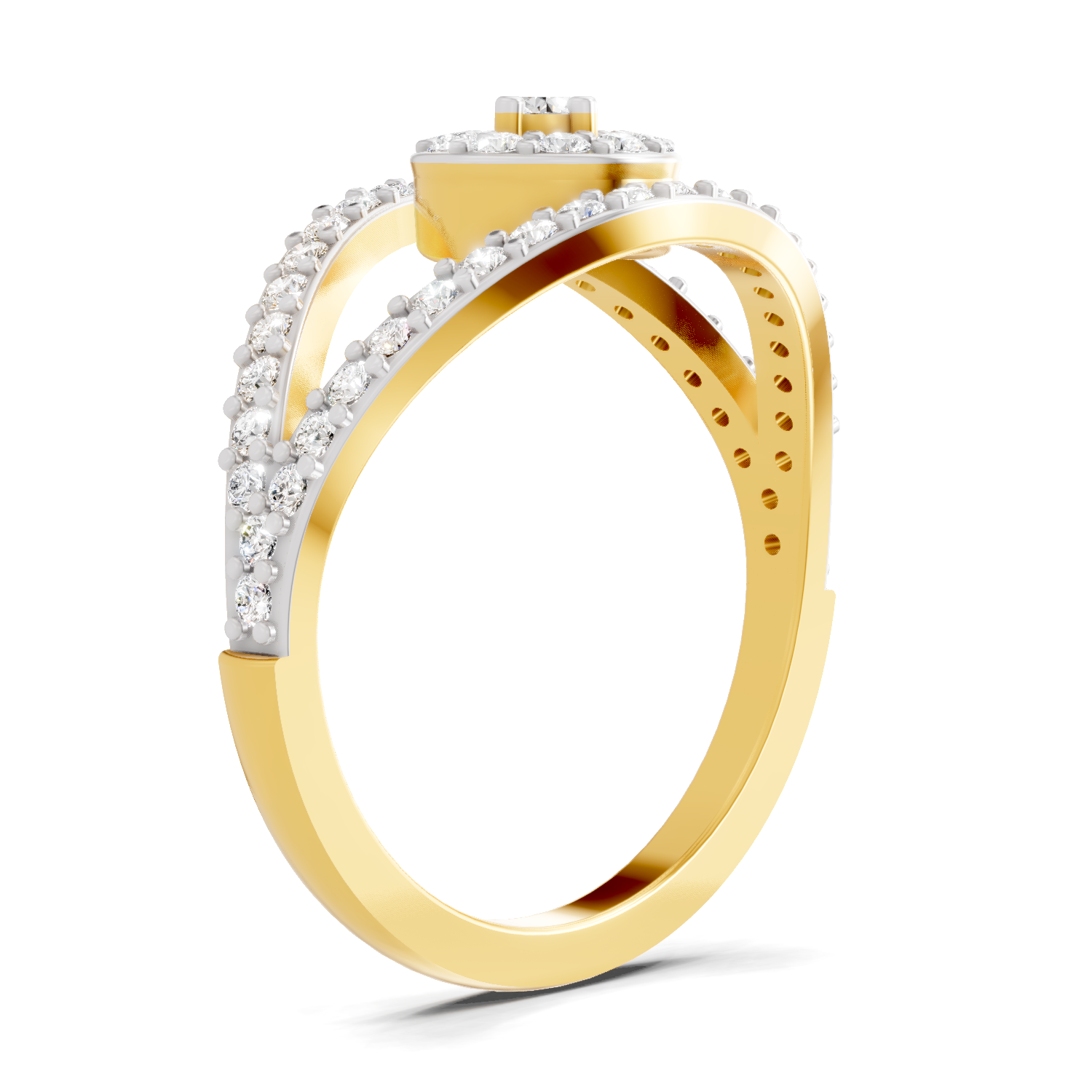 Lab Grown Diamond Ring 0.84 Carat IGI Certified Round Shape F-G VS Quality | 925 Sterling Silver Gold Plated Pave Eye Diamond Ring