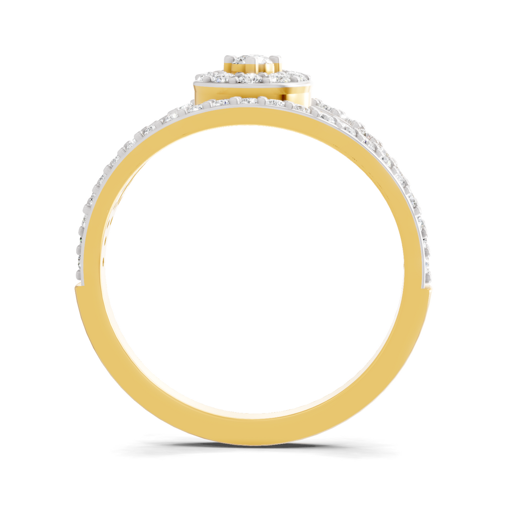 Lab Grown Diamond Ring 0.84 Carat IGI Certified Round Shape F-G VS Quality | 925 Sterling Silver Gold Plated Pave Eye Diamond Ring