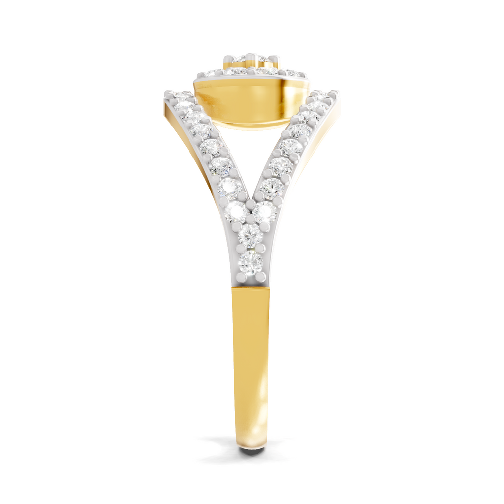 Lab Grown Diamond Ring 0.84 Carat IGI Certified Round Shape F-G VS Quality | 925 Sterling Silver Gold Plated Pave Eye Diamond Ring