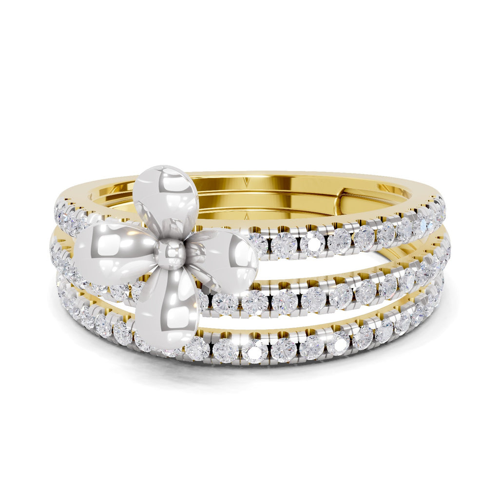 Lab Grown Diamond Ring 0.63 Carat IGI Certified Round Shape 925 Sterling Silver Gold Plated Floral Ring