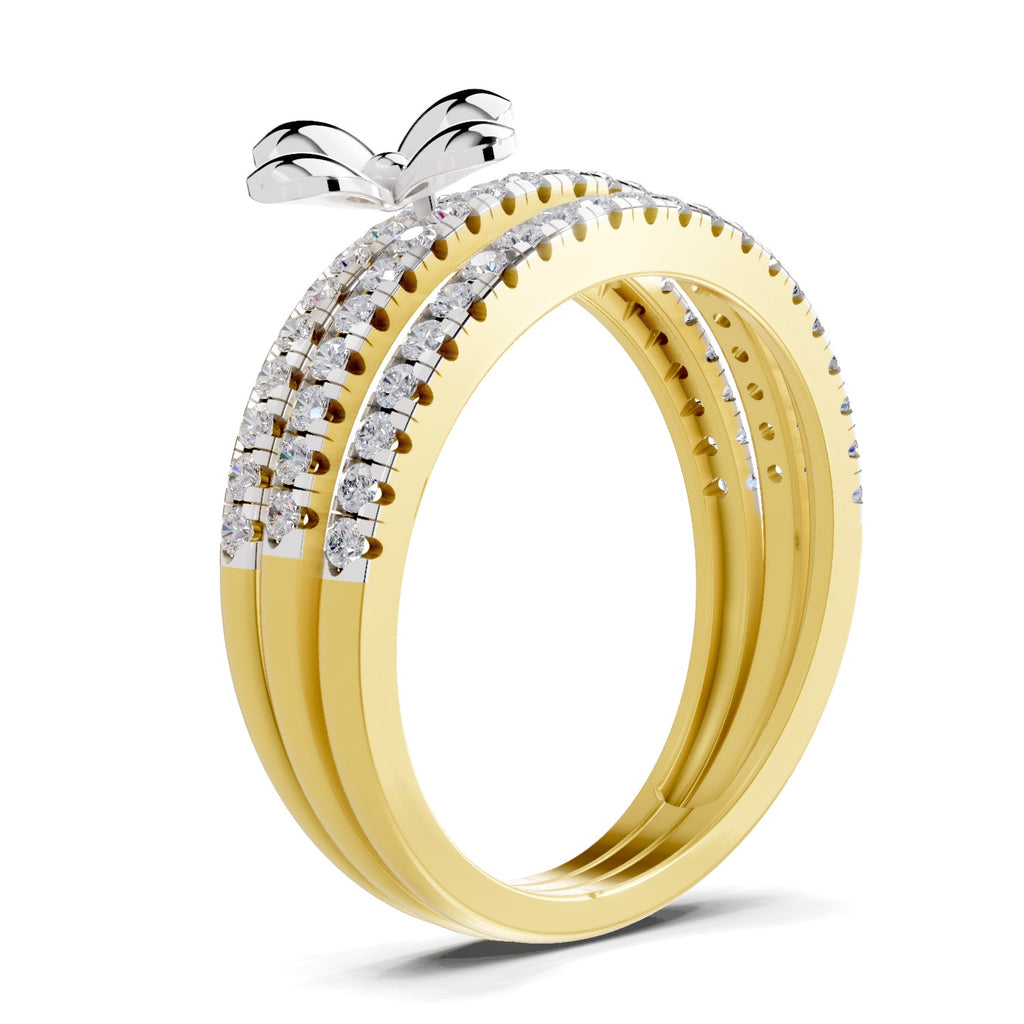 Lab Grown Diamond Ring 0.63 Carat IGI Certified Round Shape 925 Sterling Silver Gold Plated Floral Ring