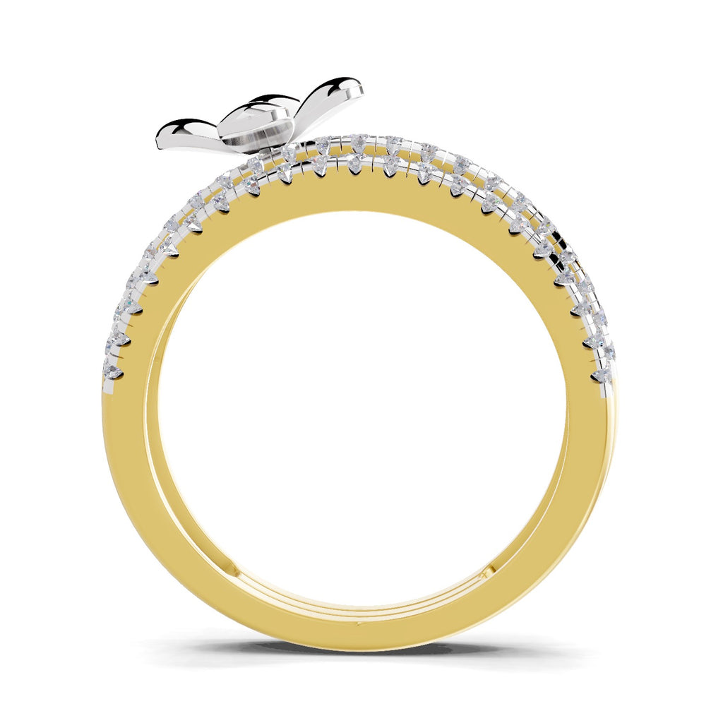 Lab Grown Diamond Ring 0.63 Carat IGI Certified Round Shape 925 Sterling Silver Gold Plated Floral Ring