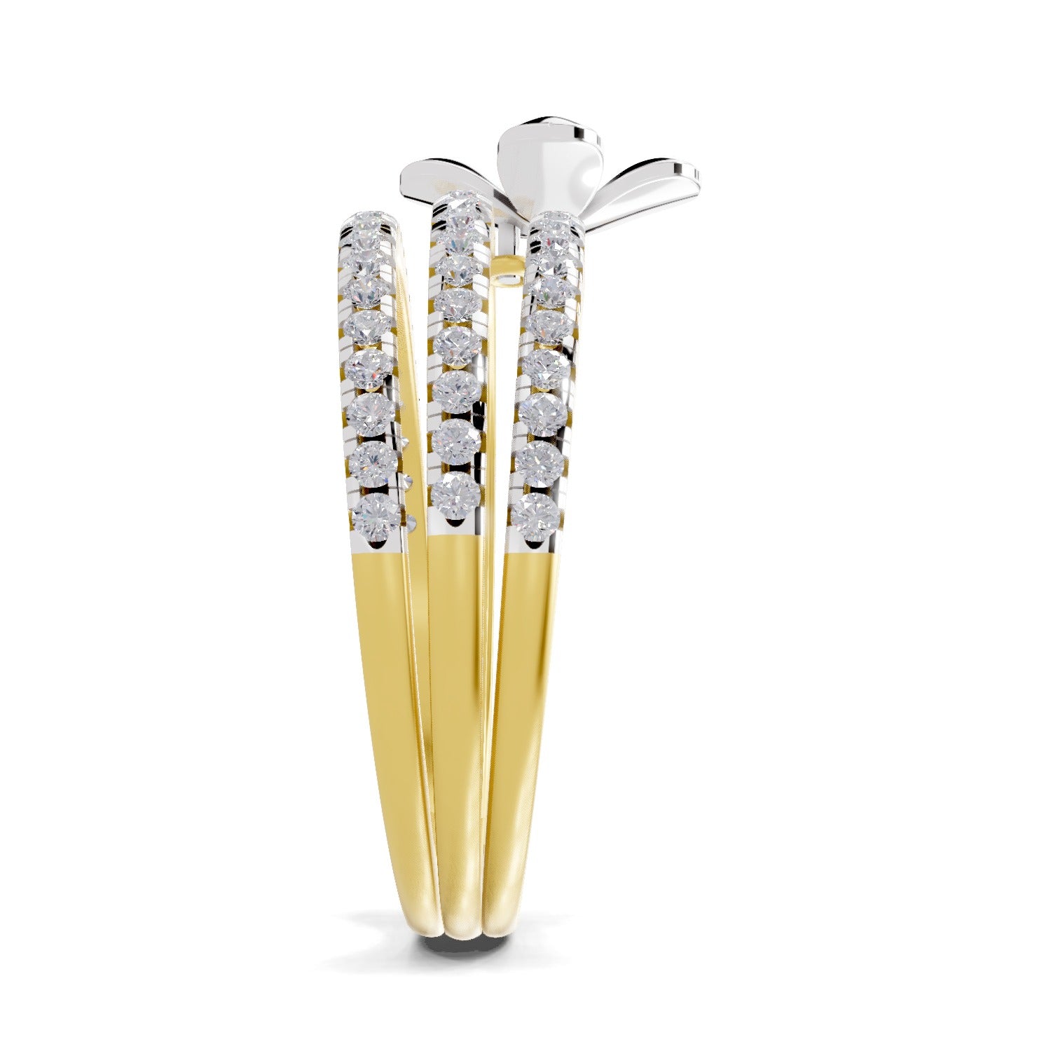 Lab Grown Diamond Ring 0.63 Carat IGI Certified Round Shape 925 Sterling Silver Gold Plated Floral Ring