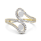 Lab Grown Diamond Ring 0.48 Carat IGI Certified Round Shape 925 Sterling Silver Gold Plated Twilight Duo Ring